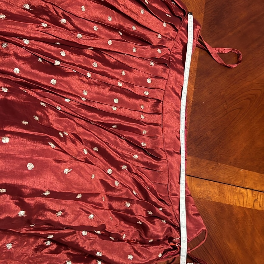 Elegant rust color lehenga with long top with crystal work - Picture 9 of 15
